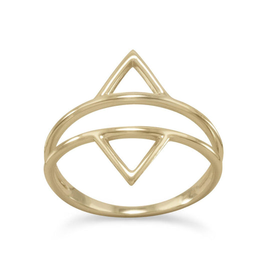 14 Karat Gold Plated Double Triangle Ring freeshipping - Higher Class Elegance