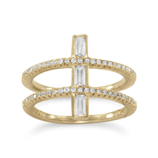 14 Karat Gold Plated CZ Double Cross Ring freeshipping - Higher Class Elegance