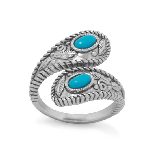 Rhodium Plated Turquoise Wrap Ring freeshipping - Higher Class Elegance