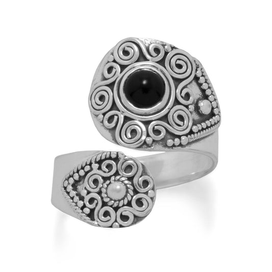 Oxidized Black Onyx Wrap Ring freeshipping - Higher Class Elegance