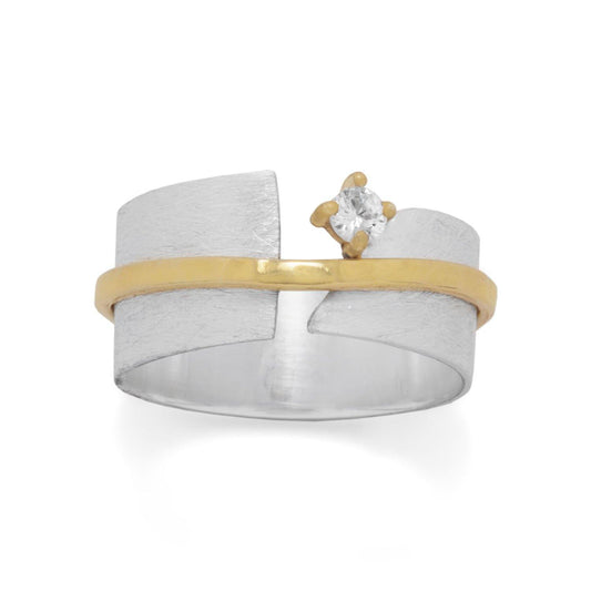 Two Tone Art Deco CZ Ring freeshipping - Higher Class Elegance