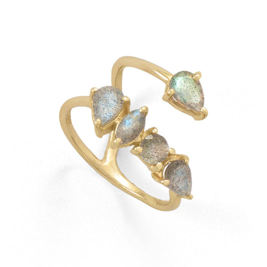 14 Karat Gold Plated Labradorite Unique Wrap Ring freeshipping - Higher Class Elegance