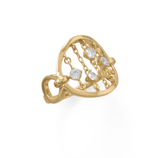 14 Karat Gold Plate Chain with CZ's Ring freeshipping - Higher Class Elegance