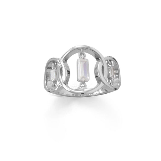 Rhodium Plated Triple Circle Suspension CZ Ring freeshipping - Higher Class Elegance