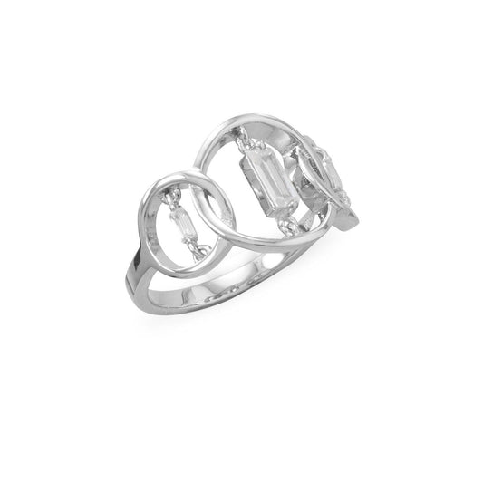 Rhodium Plated Triple Circle Suspension CZ Ring freeshipping - Higher Class Elegance