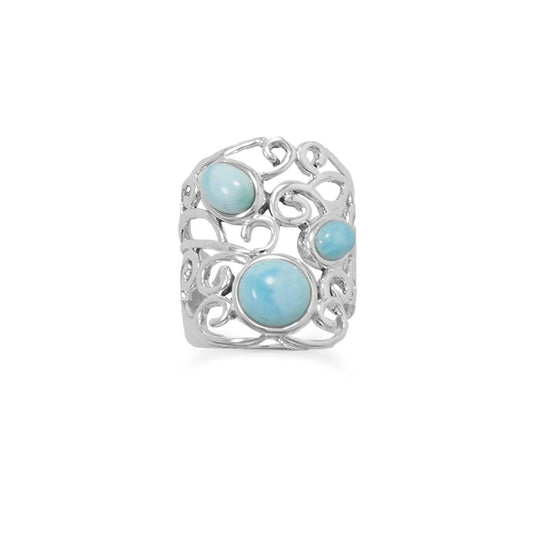 Polished Ornate Larimar Ring freeshipping - Higher Class Elegance