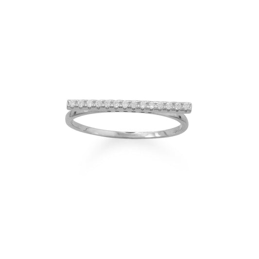 Rhodium Plated CZ Bar Ring freeshipping - Higher Class Elegance