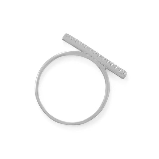 Rhodium Plated CZ Bar Ring freeshipping - Higher Class Elegance