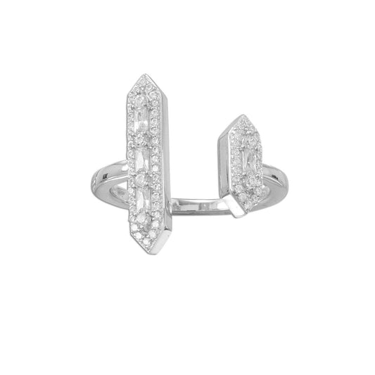 Rhodium Plated CZ Double Bar Ring freeshipping - Higher Class Elegance