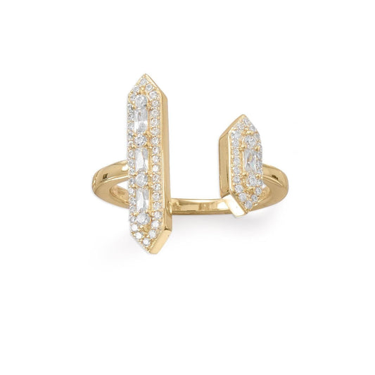 14 Karat Plated CZ Double Bar Ring freeshipping - Higher Class Elegance