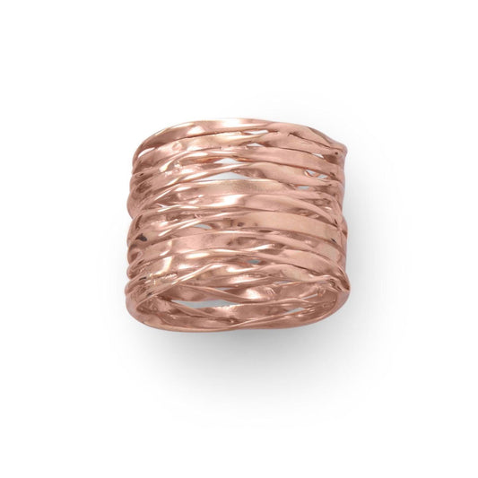 14 Karat Rose Gold Wide Textured Ring freeshipping - Higher Class Elegance