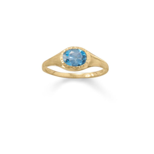 14 Karat Gold Plated Blue Topaz Ring freeshipping - Higher Class Elegance