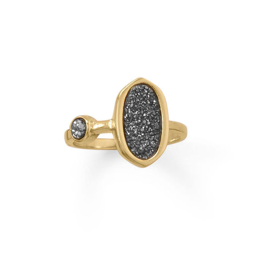 14 Karat Gold Plate Druzy Ring freeshipping - Higher Class Elegance