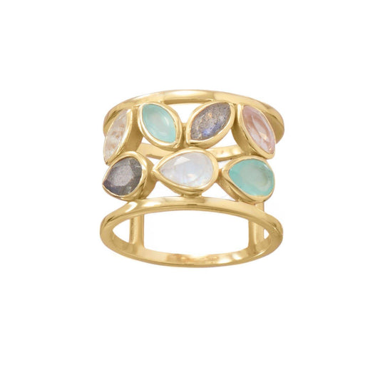 14 Karat Gold Plated Multi Stone Ring freeshipping - Higher Class Elegance