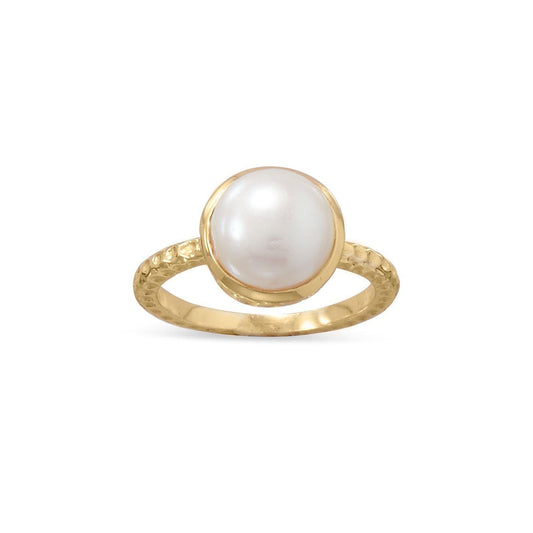 14 Karat Gold Plated Cultured Freshwater Pearl Ring freeshipping - Higher Class Elegance