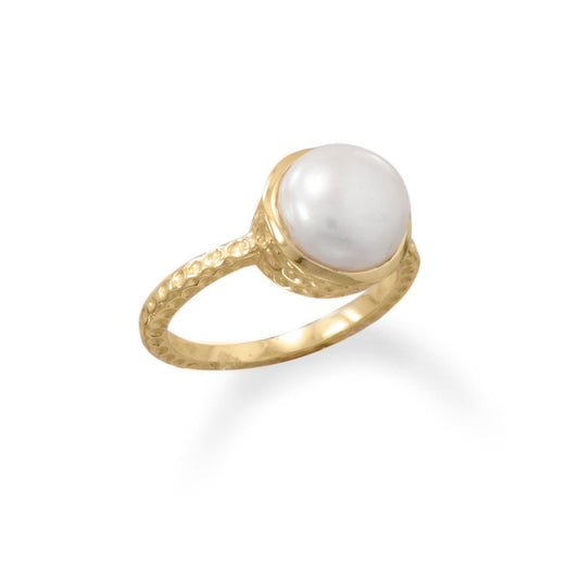 14 Karat Gold Plated Cultured Freshwater Pearl Ring freeshipping - Higher Class Elegance