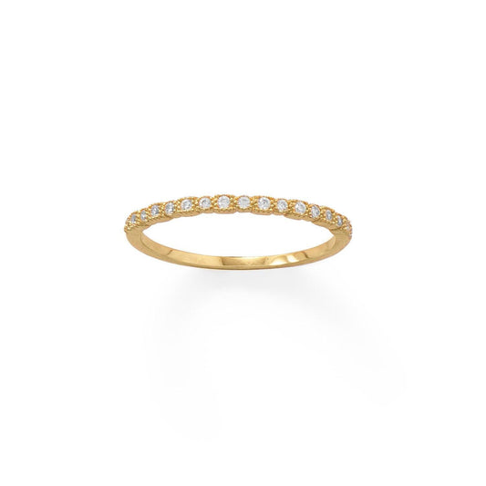 14 Karat Gold Plated Thin CZ Ring freeshipping - Higher Class Elegance