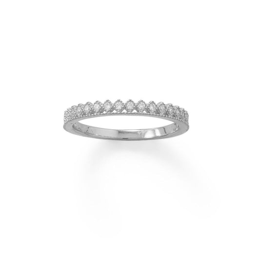 Rhodium Plated CZ Thin Crown Design Ring freeshipping - Higher Class Elegance