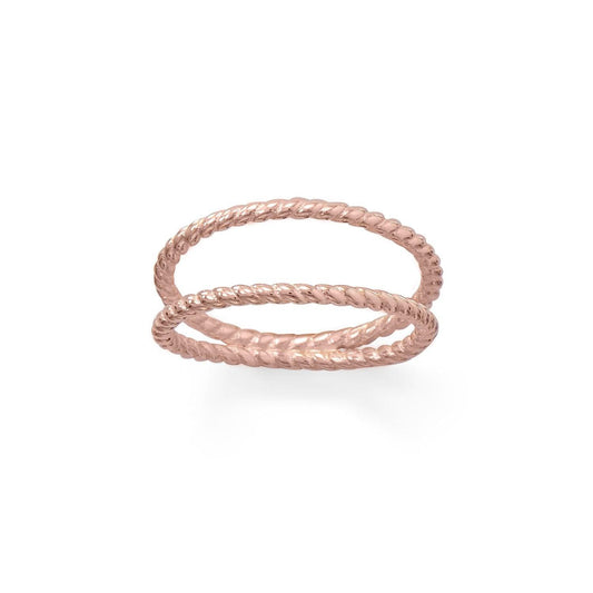 14 Karat Rose Gold Plated Rope Twist Double Band Ring freeshipping - Higher Class Elegance