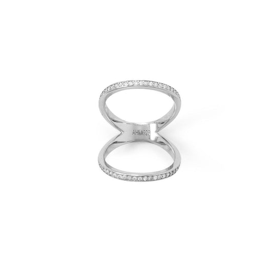 Rhodium Plated CZ Double Band Knuckle Ring freeshipping - Higher Class Elegance