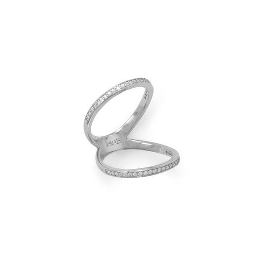 Rhodium Plated CZ Double Band Knuckle Ring freeshipping - Higher Class Elegance