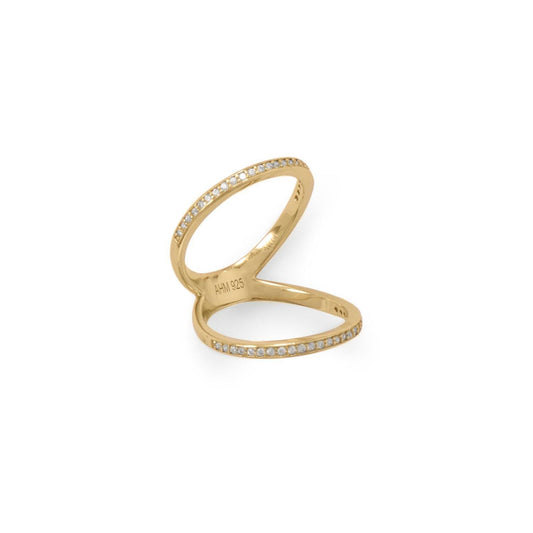 14 Karat Gold Plated CZ Double Band Knuckle Ring freeshipping - Higher Class Elegance