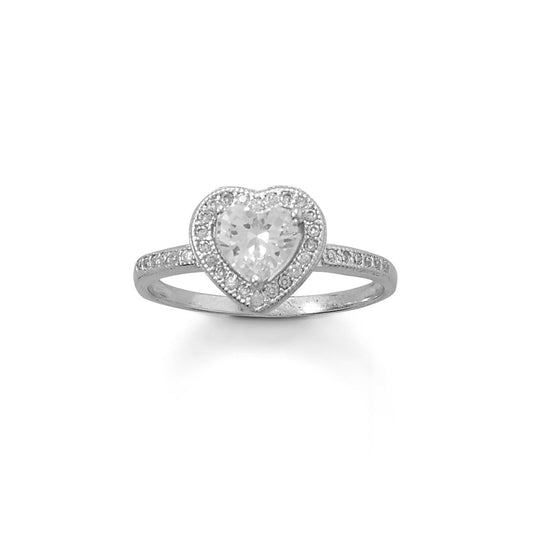 Rhodium Plated CZ Heart Ring freeshipping - Higher Class Elegance