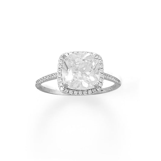 Rhodium Plated Square CZ Ring with CZ Edge freeshipping - Higher Class Elegance