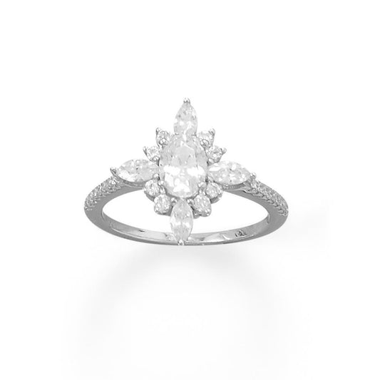 Rhodium Plated Diamond Shaped Multi CZ Ring freeshipping - Higher Class Elegance