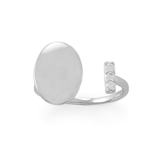 Engravable Rhodium Plated CZ Wrap Ring freeshipping - Higher Class Elegance