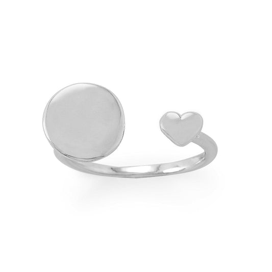 Engravable Rhodium Plated Wrap Ring with Heart freeshipping - Higher Class Elegance