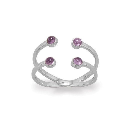 Rhodium Plated Amethyst Split Design Ring freeshipping - Higher Class Elegance
