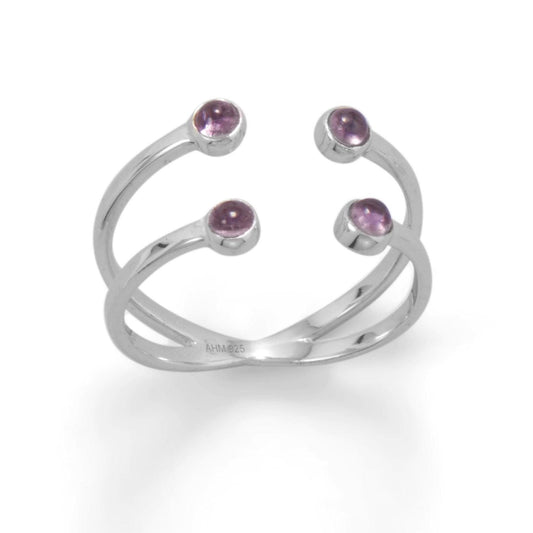 Rhodium Plated Amethyst Split Design Ring freeshipping - Higher Class Elegance