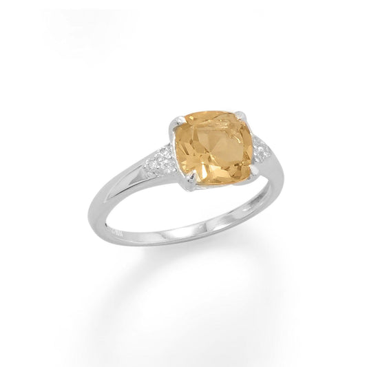 Sterling Silver Citrine and CZ Band freeshipping - Higher Class Elegance