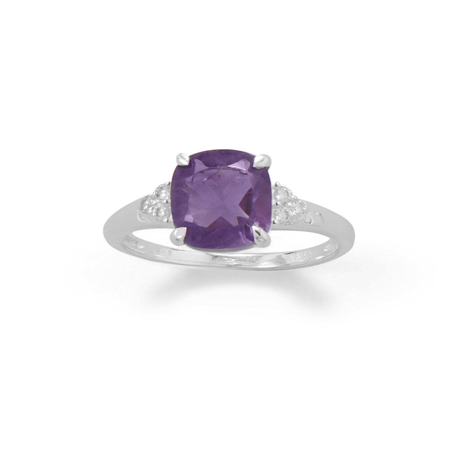 Sterling Silver Amethyst and CZ Band freeshipping - Higher Class Elegance
