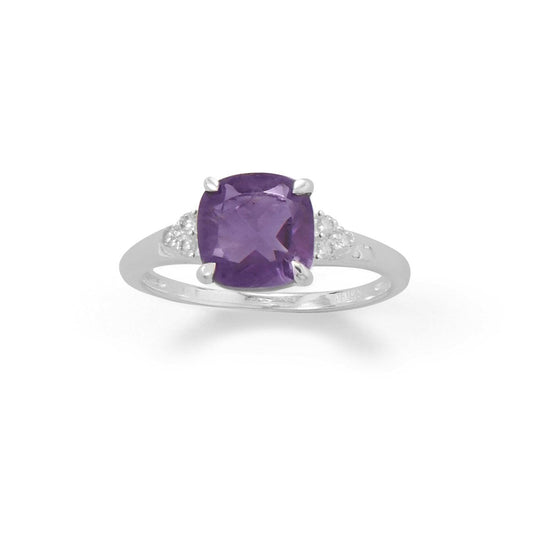 Sterling Silver Amethyst and CZ Band freeshipping - Higher Class Elegance