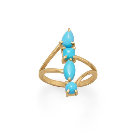 14 Karat Gold Plated Stacked Synthetic Turquoise Ring freeshipping - Higher Class Elegance