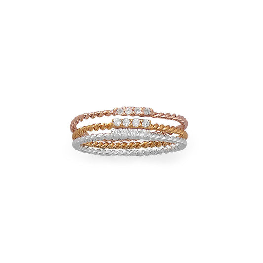 Three Times the Charm! Set of Three CZ Rings freeshipping - Higher Class Elegance