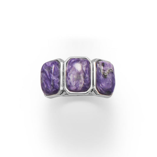 Three Times A Charm! Charoite Ring freeshipping - Higher Class Elegance