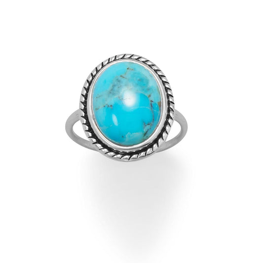 Oval Turquoise with Rope Edge Ring freeshipping - Higher Class Elegance