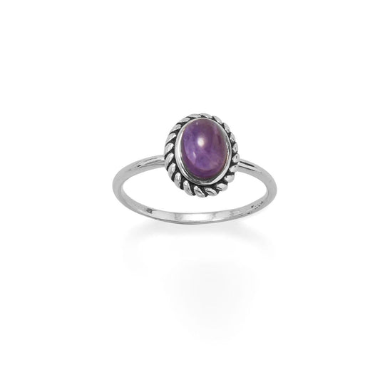 Delicate Oval Amethyst with Rope Edge Ring freeshipping - Higher Class Elegance