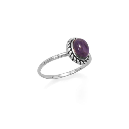 Delicate Oval Amethyst with Rope Edge Ring freeshipping - Higher Class Elegance