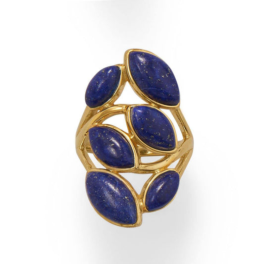 14 Karat Gold Plated Pear Shaped Lapis Ring freeshipping - Higher Class Elegance