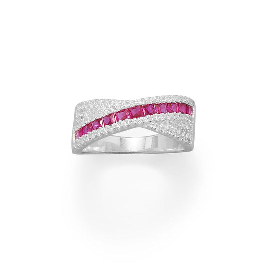 Red CZ Overlapping Ring freeshipping - Higher Class Elegance