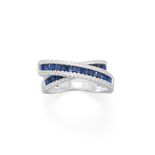 Blue CZ Overlapping Ring freeshipping - Higher Class Elegance