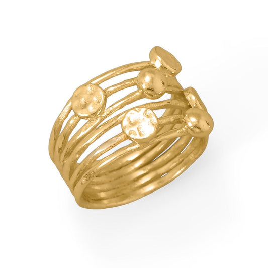 Serving Looks! 14 Karat Gold Plated 6 Row Disc Ring freeshipping - Higher Class Elegance