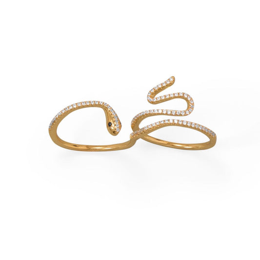 Sassy Serpent! 14 Karat Gold Plated CZ Wrap Snake Ring freeshipping - Higher Class Elegance