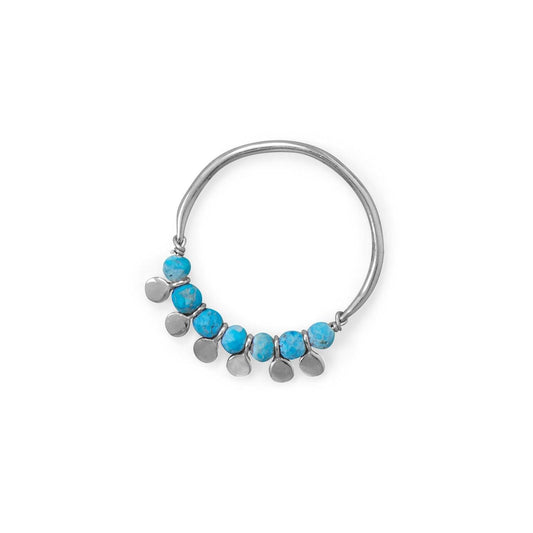 Rhodium Plated Synthetic Turquoise Bead and Disk Ring freeshipping - Higher Class Elegance