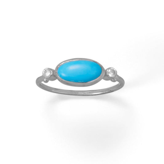 Oval Synthetic Turquoise and CZ Ring freeshipping - Higher Class Elegance