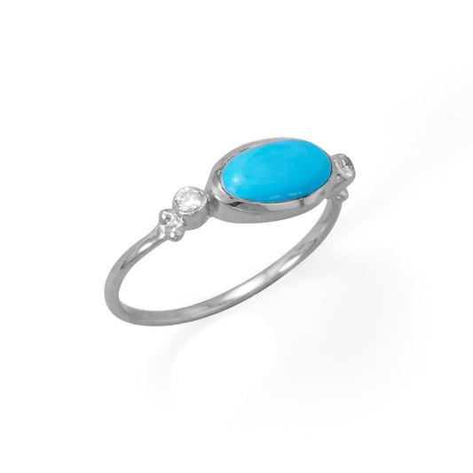 Oval Synthetic Turquoise and CZ Ring freeshipping - Higher Class Elegance